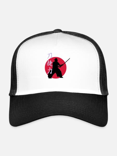 samurai_strength_victory_sword_3c - Trucker Cap - white/black - Front