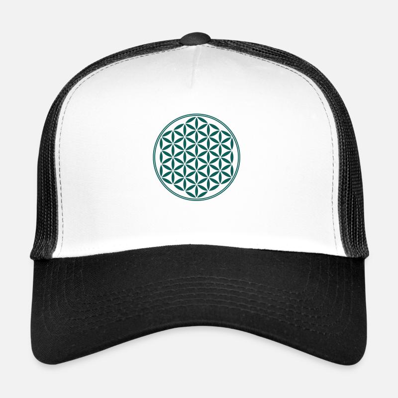 Blume des Lebens, Heilige Geometrie, Lebensblume - Trucker Cap - Weiß/Schwarz