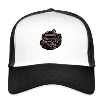 Wellen Kraken Tattoo Geschenkidee - Trucker Cap - Weiß/Schwarz - Vorne
