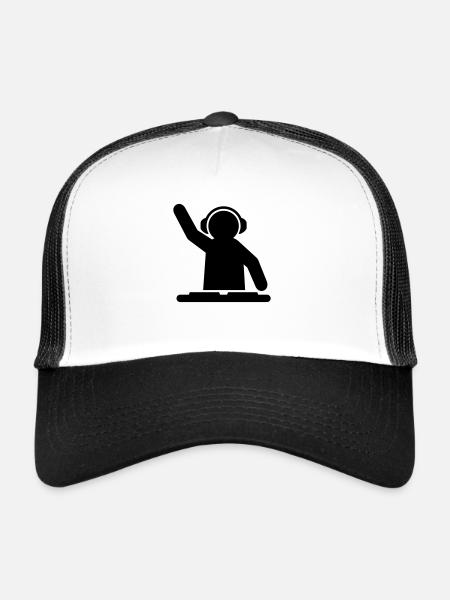 dj_vinyle___f1 - Casquette trucker  - blanc/noir - Devant