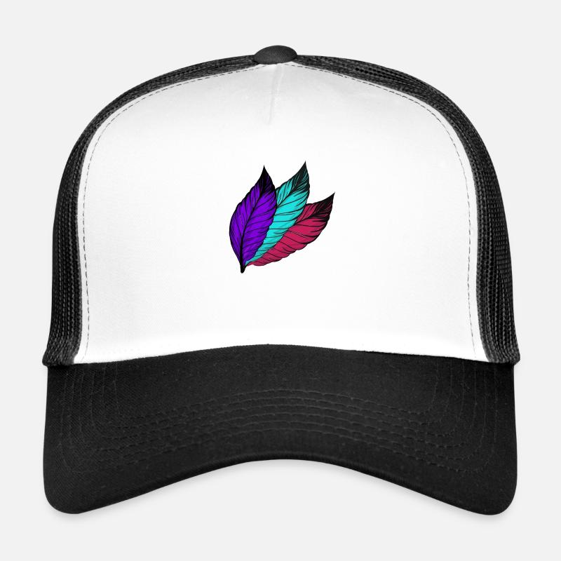 Feathers black colorful - Trucker Cap - white/black