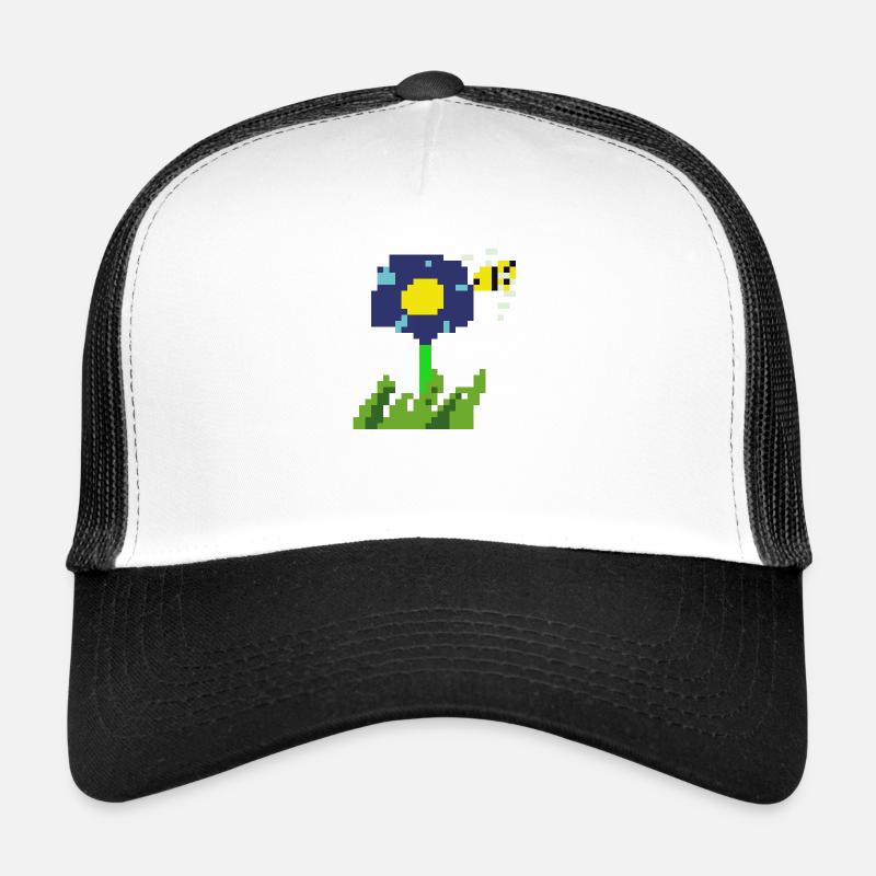 Fleur de pixel - Casquette trucker  - blanc/noir