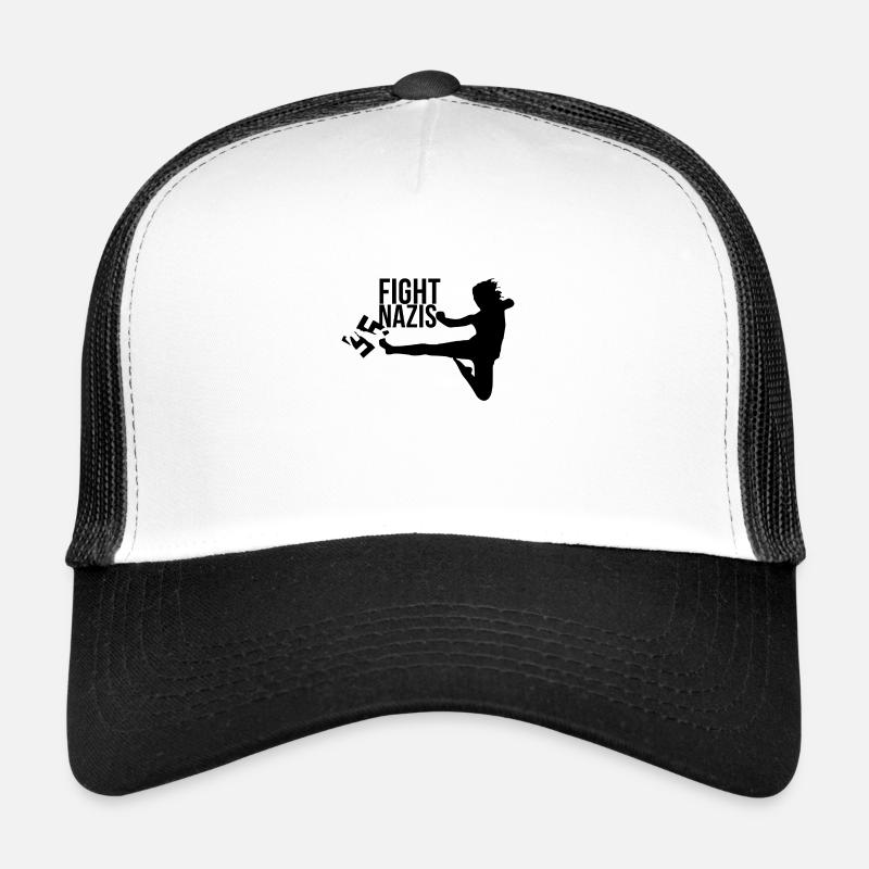 Fight Nazis! - Trucker Cap - white/black