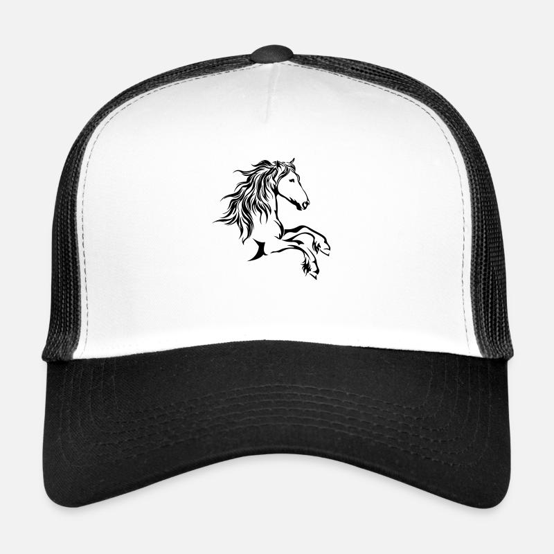 pferdekopf - Trucker Cap - Weiß/Schwarz