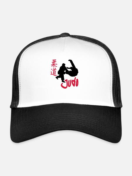 Judo tatami - Casquette trucker  - blanc/noir - Devant