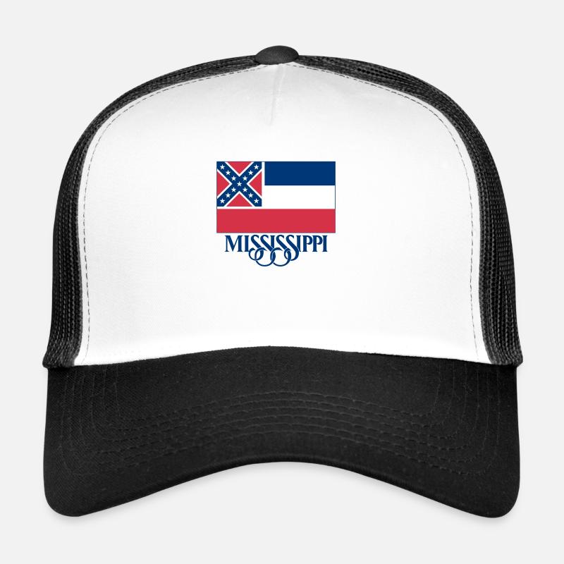 Mississippi-Flagge - Trucker Cap - Weiß/Schwarz