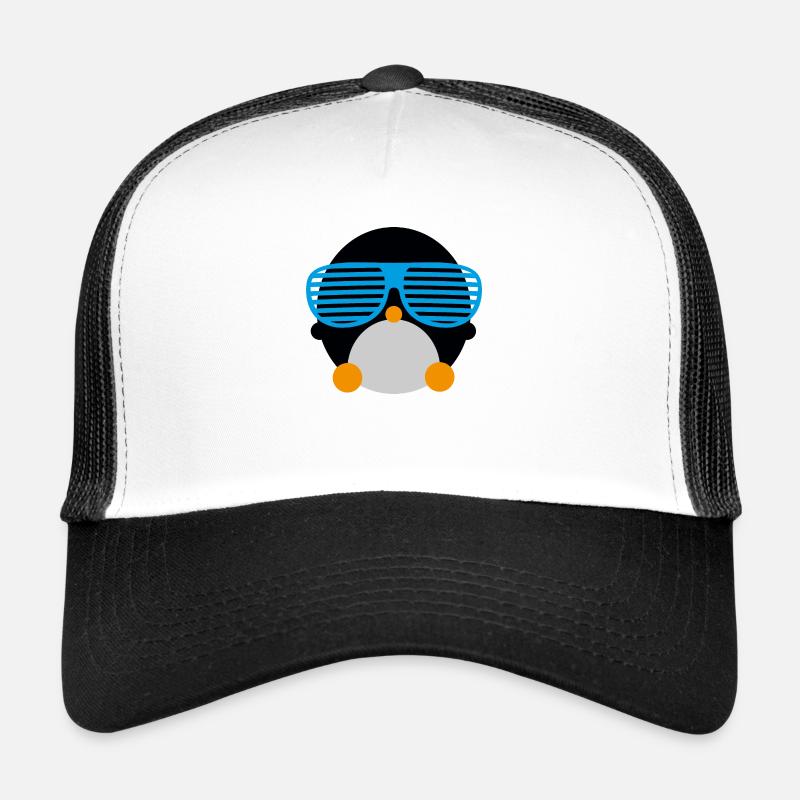 Pinguin Brille - Trucker Cap - Weiß/Schwarz