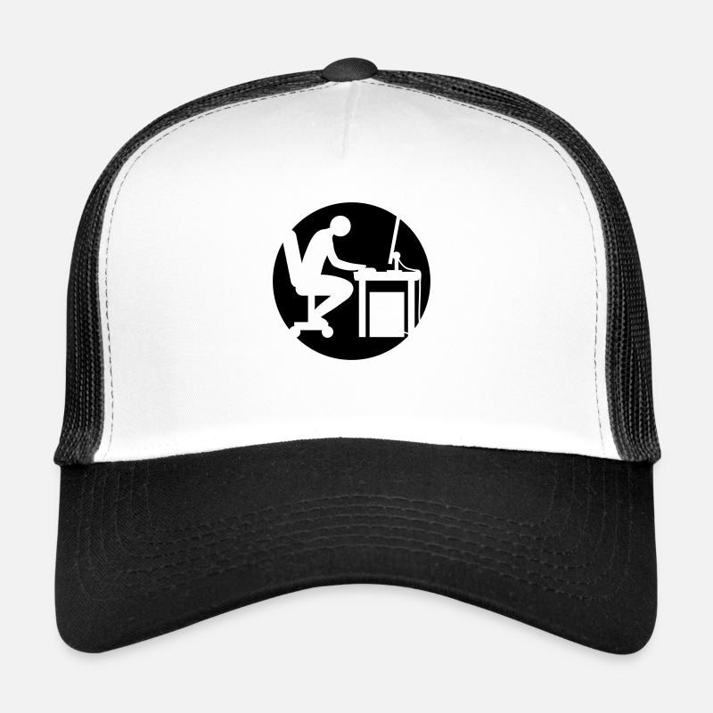 Computer desk nerd logo Trucker Cap