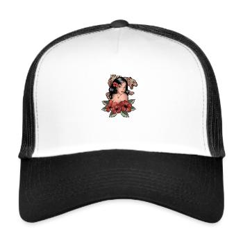 OldSchoolTattooGirlwithLeopard - Trucker Cap - white/black - Front