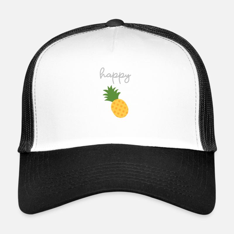 Happy Ananas - Süßes Design - Trucker Cap - Weiß/Schwarz