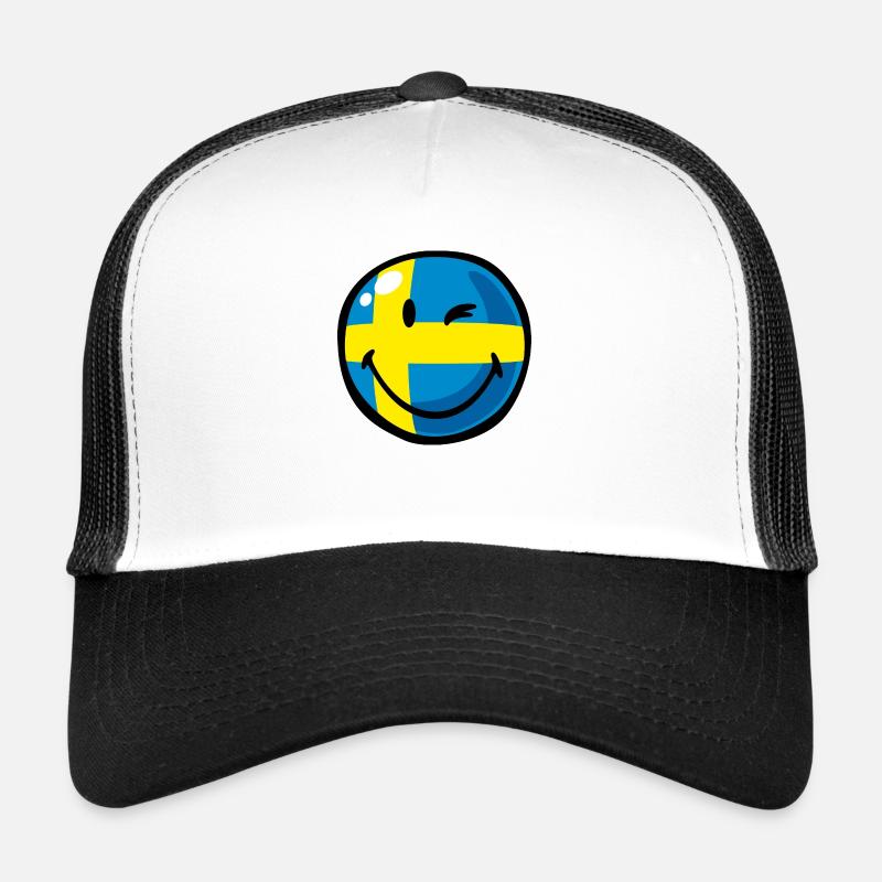 Smiley Flag Sweden - Trucker Cap - Weiß/Schwarz