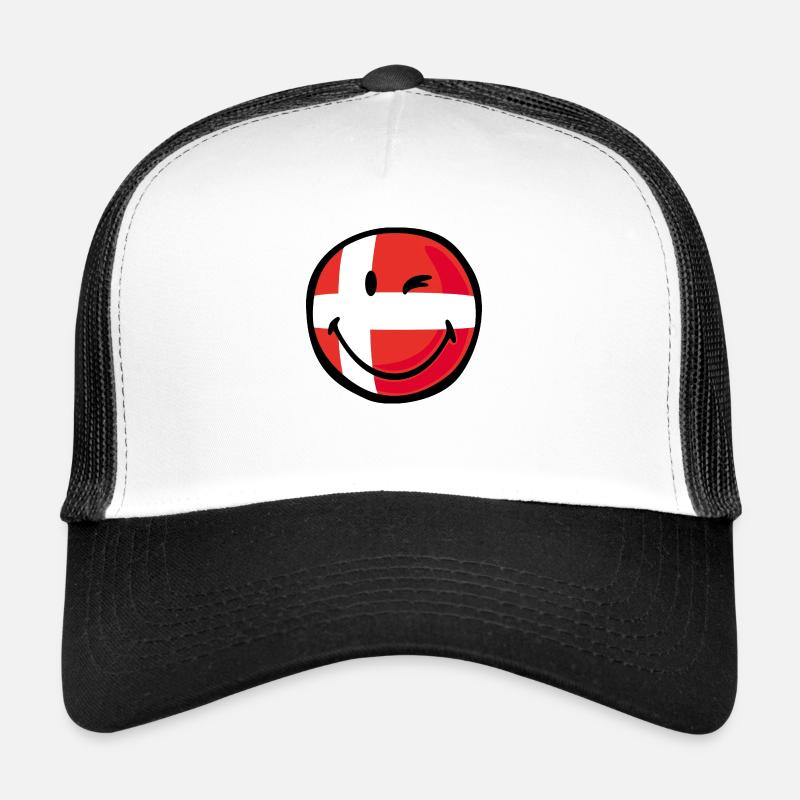 Smiley Flag Denmark - Trucker Cap - Weiß/Schwarz