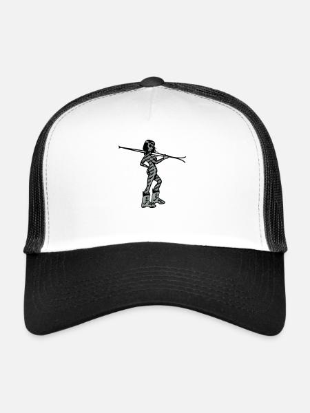 Lunettes de soleil d'hiver vacances de ski femme - Casquette trucker  - blanc/noir - Devant
