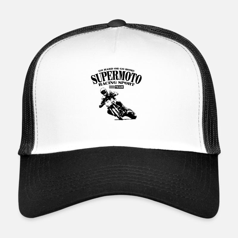 Supermoto - Supermotard - Casquette trucker  - blanc/noir