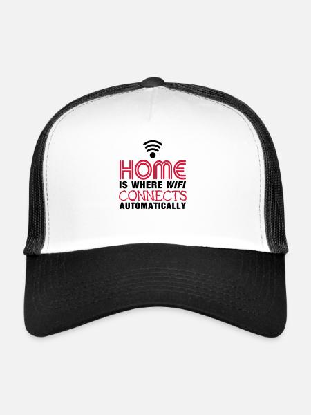 home is where the wifi connects automatically II2c - Trucker Cap - white/black - Front