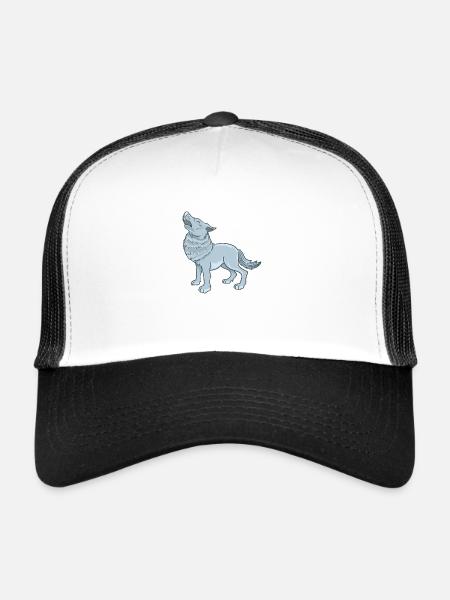 Loup de dessin animé - Casquette trucker  - blanc/noir - Devant