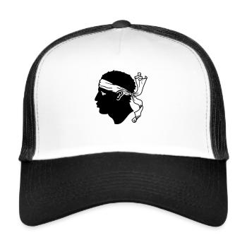 Tete de maure corse - Casquette trucker  - blanc/noir - Devant