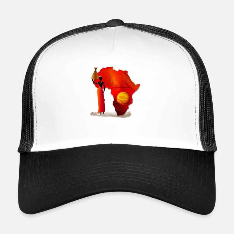 Afrika - Trucker Cap - Weiß/Schwarz