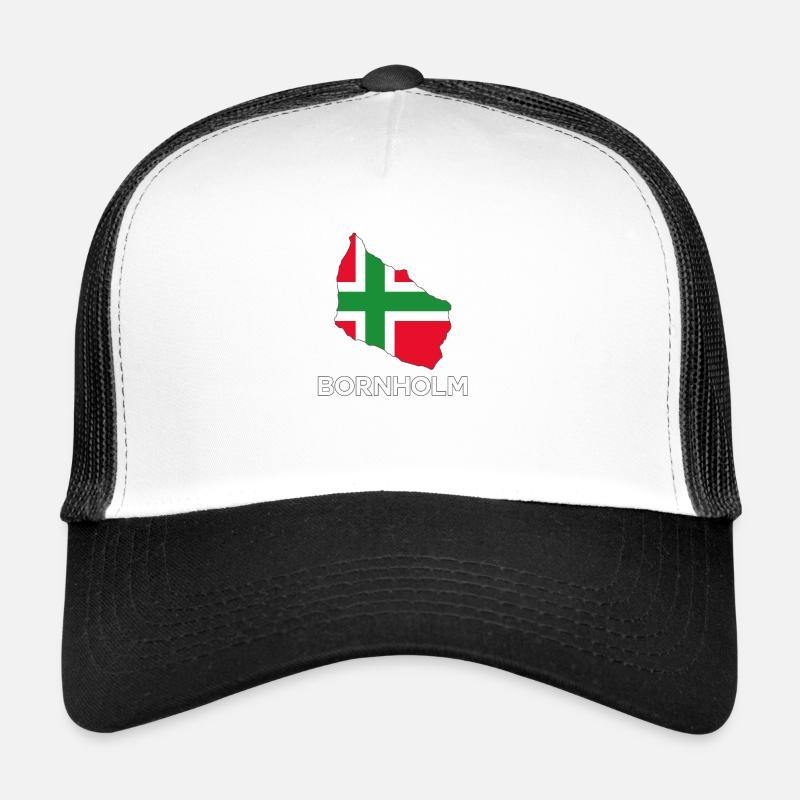 Forme de drapeau de Bornholm - Casquette trucker  - blanc/noir