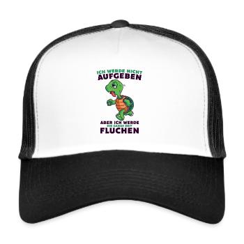 Schildkröte lustig Läufer Jogger Sportler running - Trucker Cap - Weiß/Schwarz - Vorne
