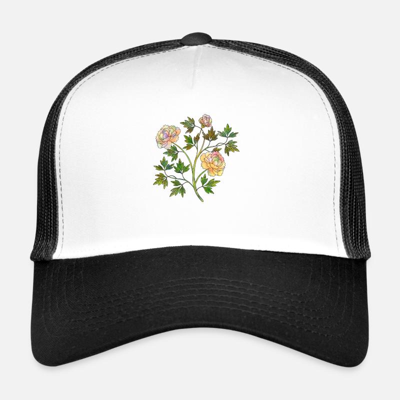 Blumen - Trucker Cap - Weiß/Schwarz