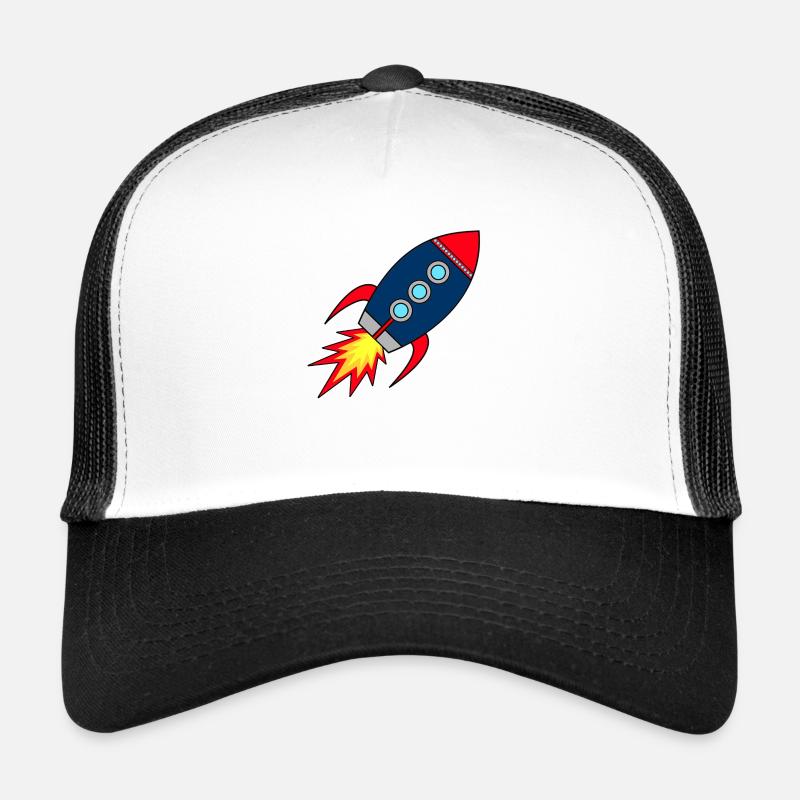 Rakete Startup * Raumschiff * Astronaut * Sterne - Trucker Cap - Weiß/Schwarz