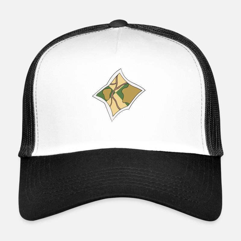 Landkarte - Trucker Cap - Weiß/Schwarz