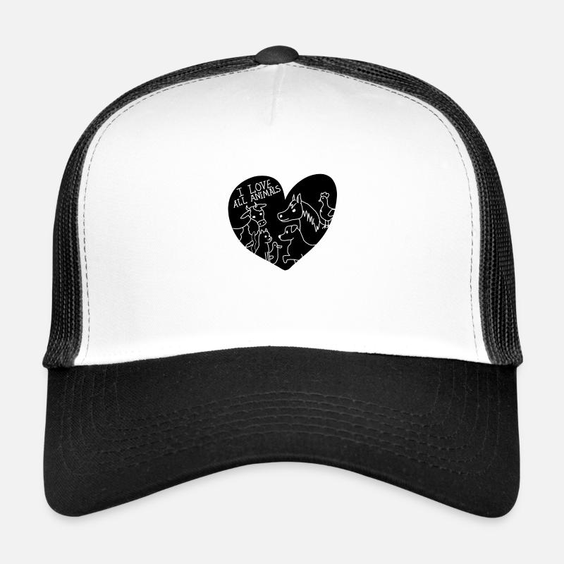 I Love all Animals - Trucker Cap - Weiß/Schwarz