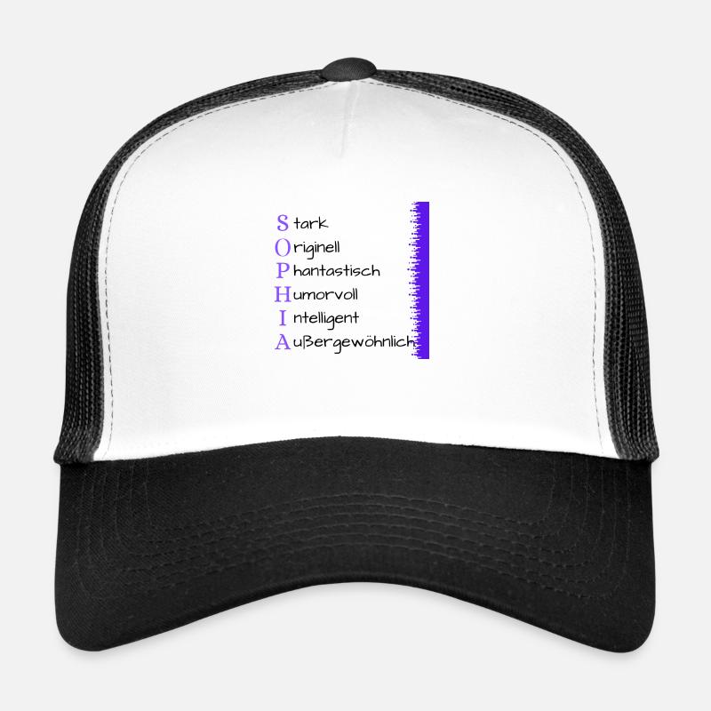Sophia- Name und Persönlichkeit - Trucker Cap - Weiß/Schwarz