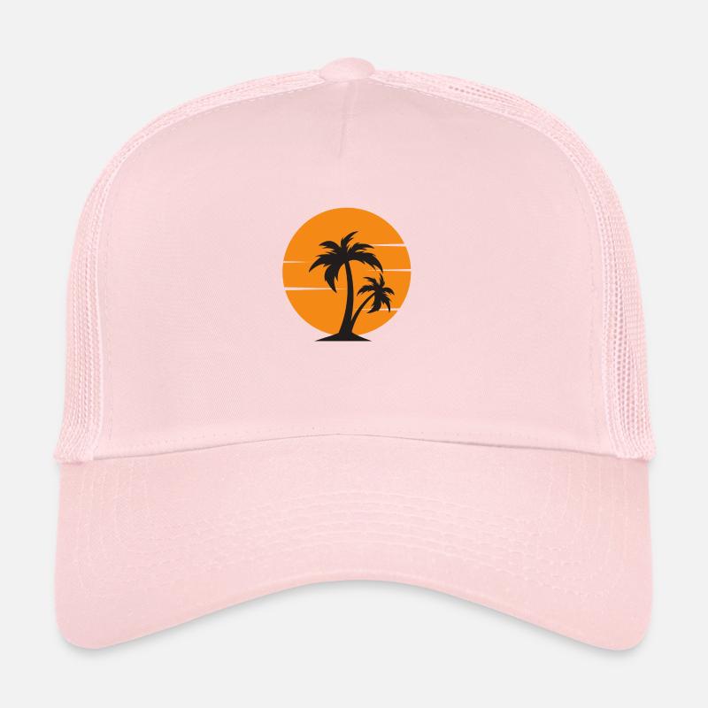 coucher de soleil avec palmier Casquette trucker 