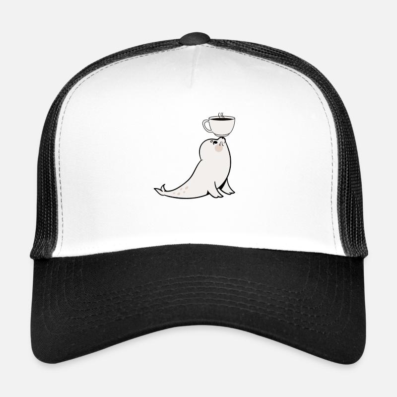 Yoga-Robbe Kaffee Seal Coffee - Trucker Cap - Weiß/Schwarz