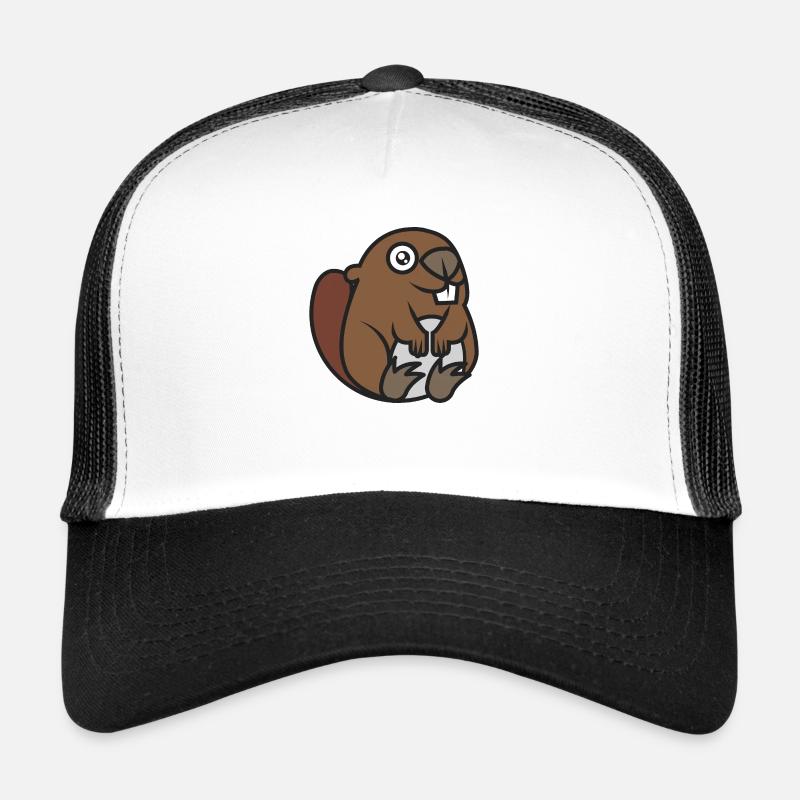 Castor joyeux - Casquette trucker  - blanc/noir