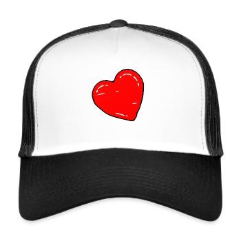 Rotes Herz - Trucker Cap - Weiß/Schwarz - Vorne