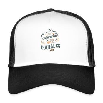Dikkenek shooting - Casquette trucker  - blanc/noir - Devant