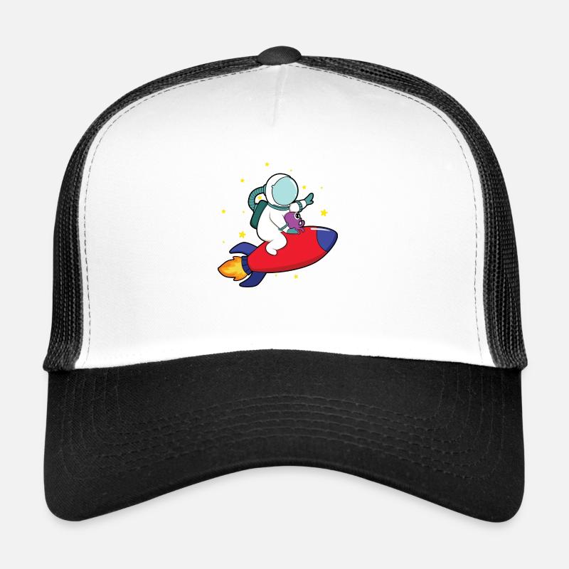 Astronaut auf Rakete - Trucker Cap - Weiß/Schwarz
