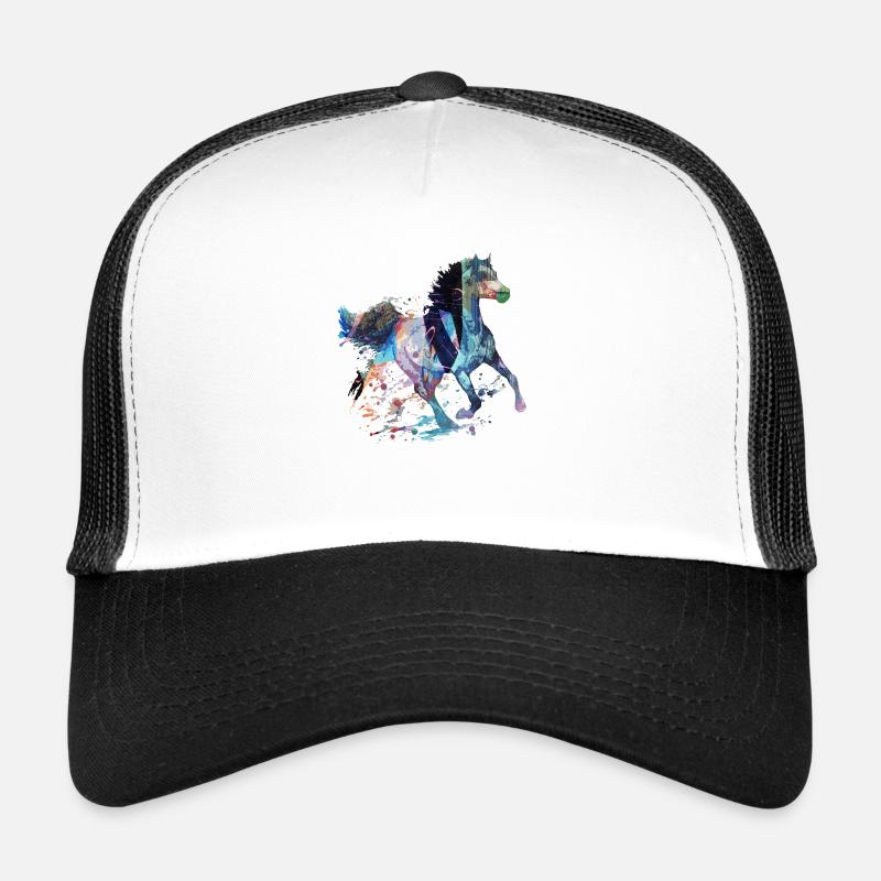 pferd, art, malerei,bunt, pferde,graffiti - Trucker Cap - Weiß/Schwarz