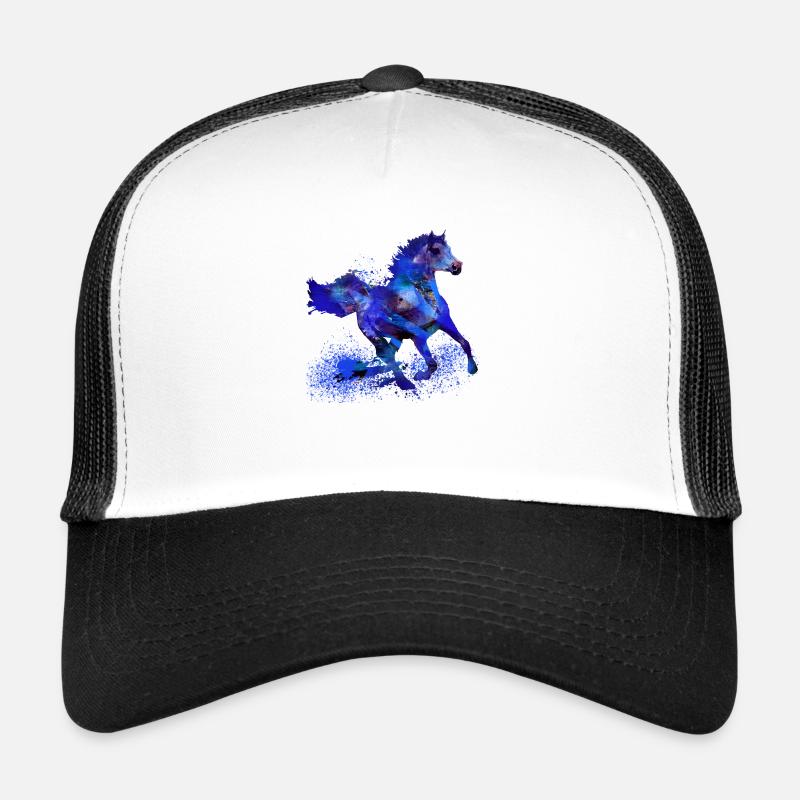 pferd , blau,graffiti ,malerei,hengst - Trucker Cap - Weiß/Schwarz