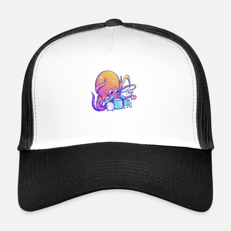 Octopus plays drums Trucker Cap