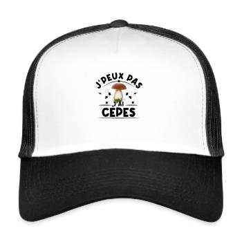 Je peux pas j'ai cèpes humour champignons cèpes - Casquette trucker  - blanc/noir - Devant