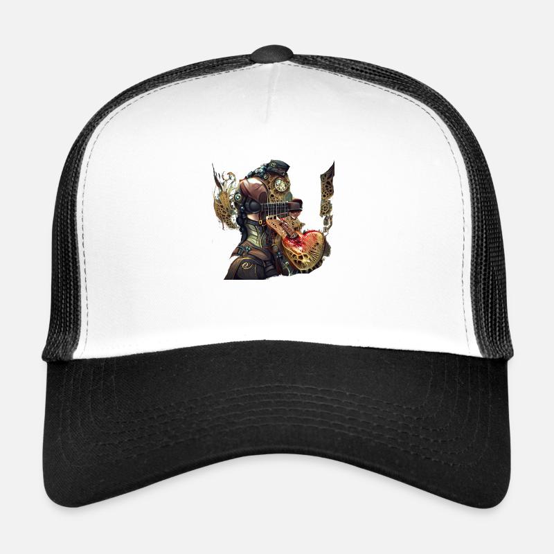 robot guitare steampunk - Casquette trucker  - blanc/noir