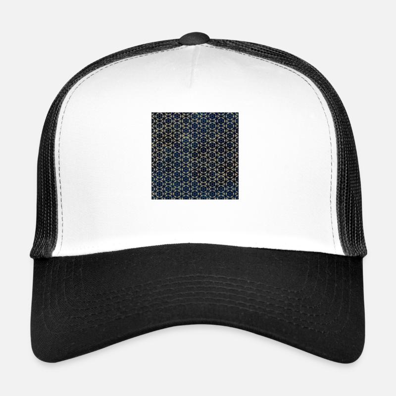 Gold Geo Tie Dye Muster - Trucker Cap - Weiß/Schwarz