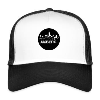 amberg,skyline,schwarz,kreis,scherenschnitt - Trucker Cap - Weiß/Schwarz - Vorne