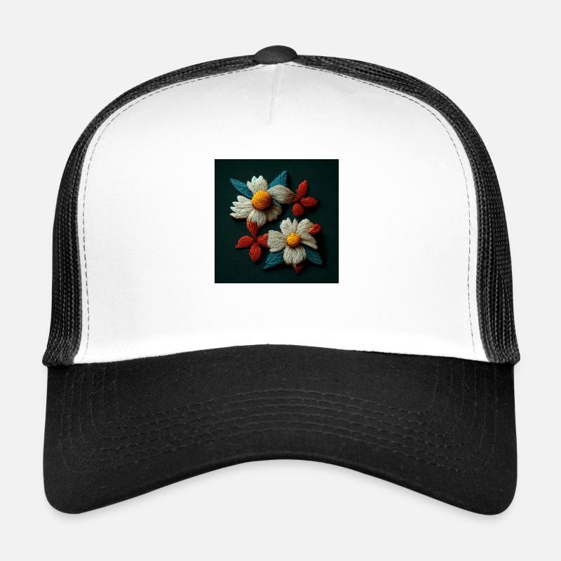 Embroidered flowers 3d - Trucker Cap - white/black