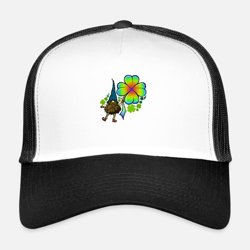 Gnome Tie Dye Kleeblatt Klee St. Patricks Day - Trucker Cap - Weiß/Schwarz