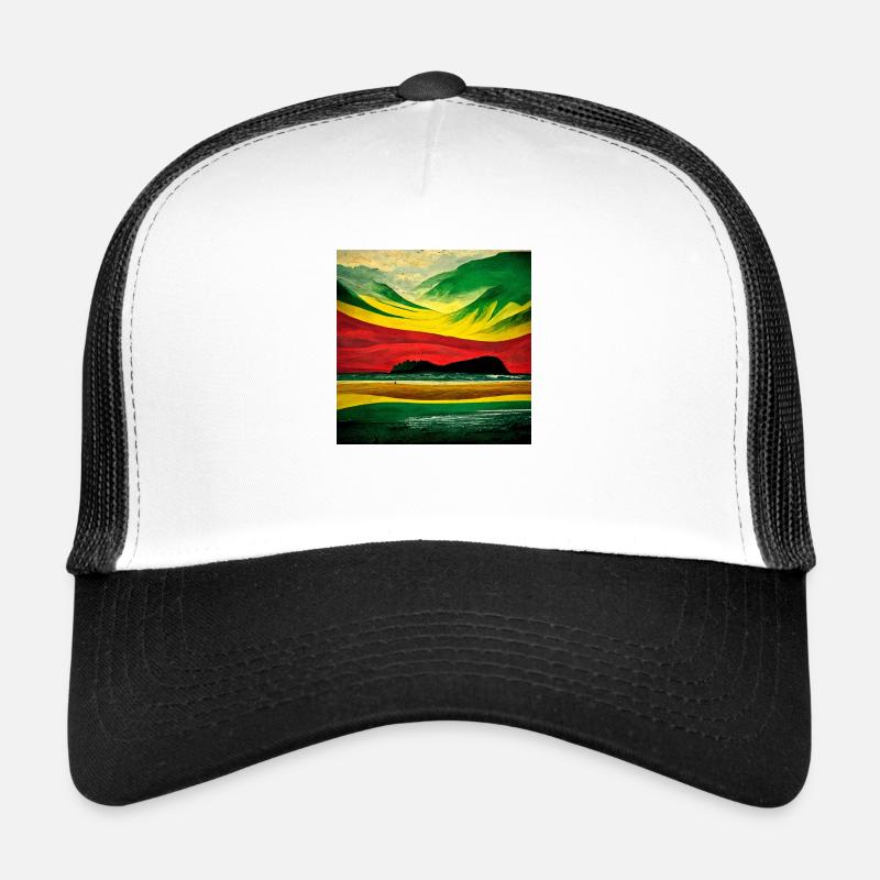 Paysage de couleur rasta sur la plage Casquette trucker 