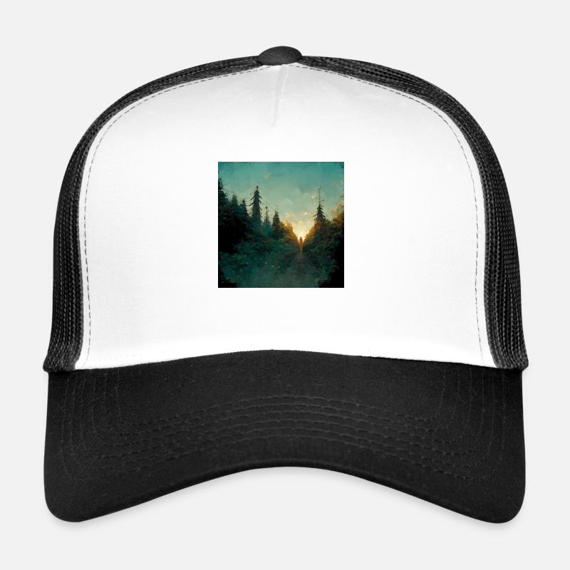 Coucher de soleil dans la forêt Casquette trucker 