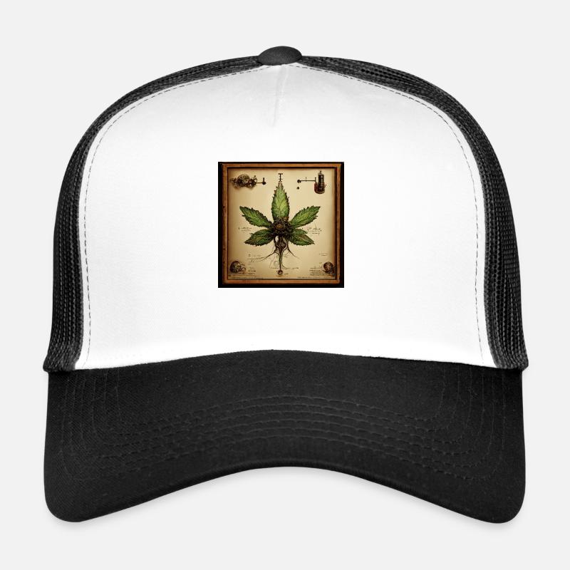 Feuille de cannabis Leonard Da Vinci Slketch Casquette trucker 