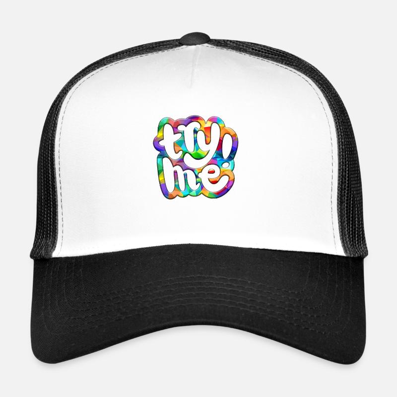Try me try me funny cute graffitti humor retro Trucker Cap