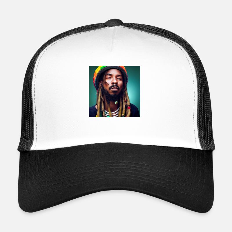 Rastafari-porträt - Trucker Cap - Weiß/Schwarz