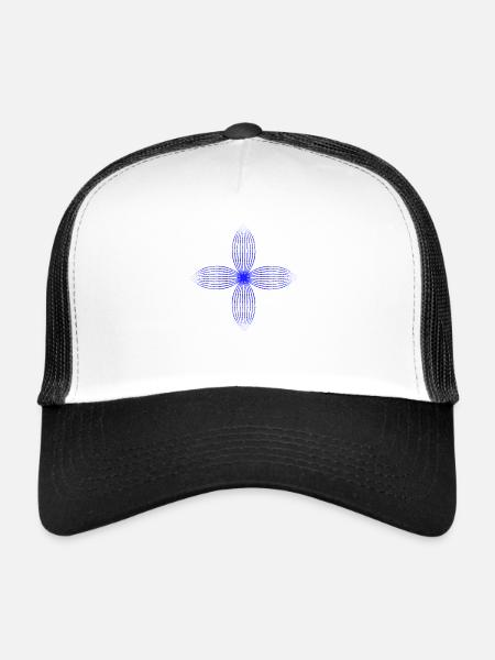 Tribal flower (blue) - Trucker Cap - white/black - Front